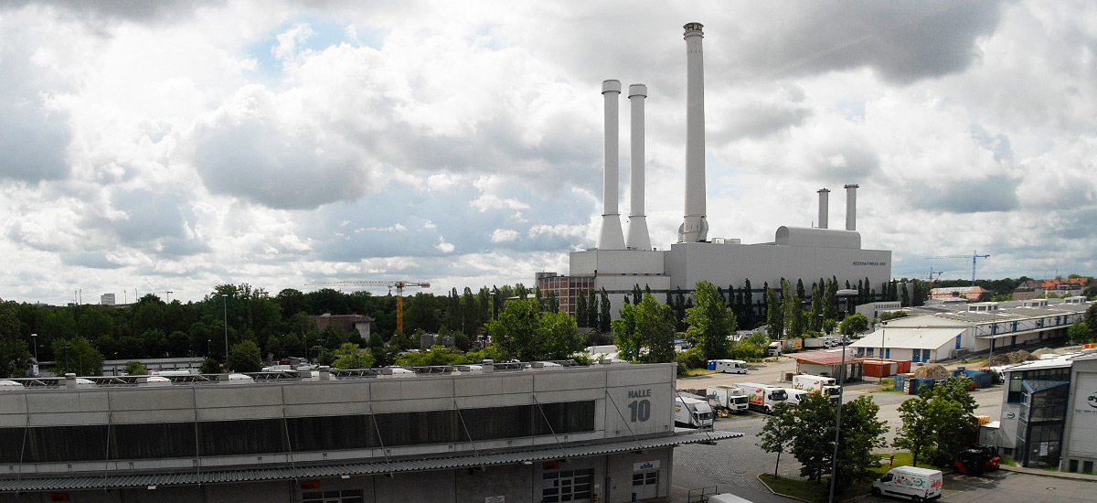 Großmarktgelände Richtung Südost mit Heizkraftwerk Süd, München